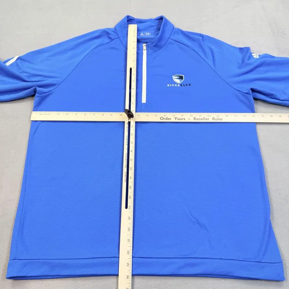 Adidas Golf Pullover Mens XL Blue Quarter Zip Riverglen Logo Performance Top